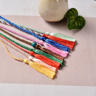Polyester vertical wine bottle tie rope double-headed tassel wine bottle decoration three-strand beaded tie rope wholesale