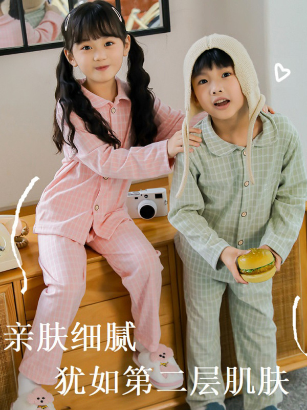 2025秋冬儿童保暖开衫睡衣套装男女童加厚磨毛翻领家居服女孩宝宝|undefined