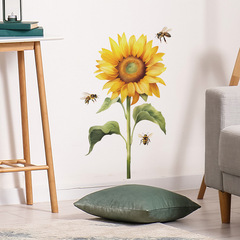 Foreign trade painted sunflowers and bees children's room bedroom hallway home decoration wall sticker sticker self-adhesive wholesale cross-border