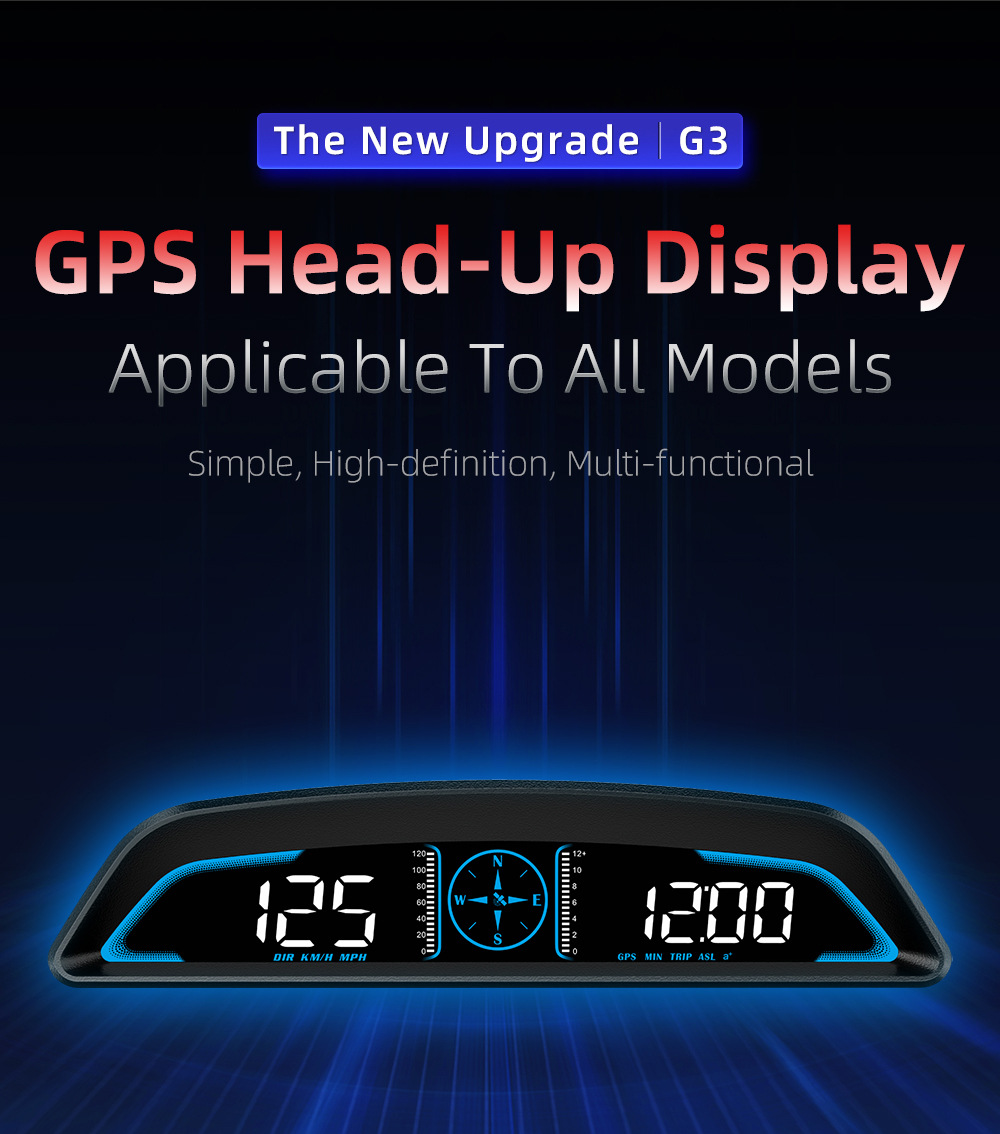 Car HUD Head-Up Display Dedicated GPS Tester Multifunctional Display Clock Smart Dashboard HD G3