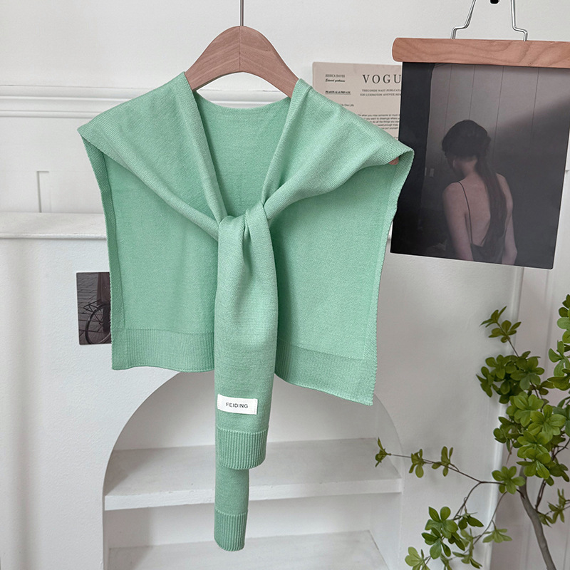 Versión coreana del chal de punto de color sólido, ropa de moda de alta gama, aire acondicionado, protección del cuello, protección solar, chaleco pequeño, bufanda cálida