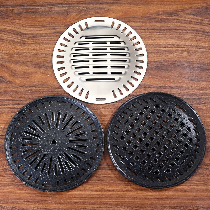 Korean baking dish barbecue round carbon grilled non -stick roasted meat plate charcoal frying frying iron plate decoction barbecue shop commercial