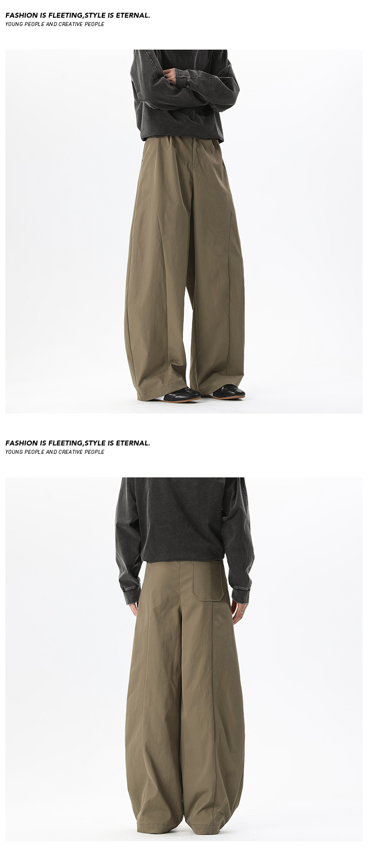 Herren Freizeithose Mit Schrägem Schnitt Und Weitem Bein Für Frühling_voghion.com