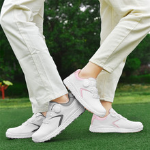 高尔夫鞋男女情侣舒适防水自动旋钮伸缩鞋带防滑固定钉户外球鞋
