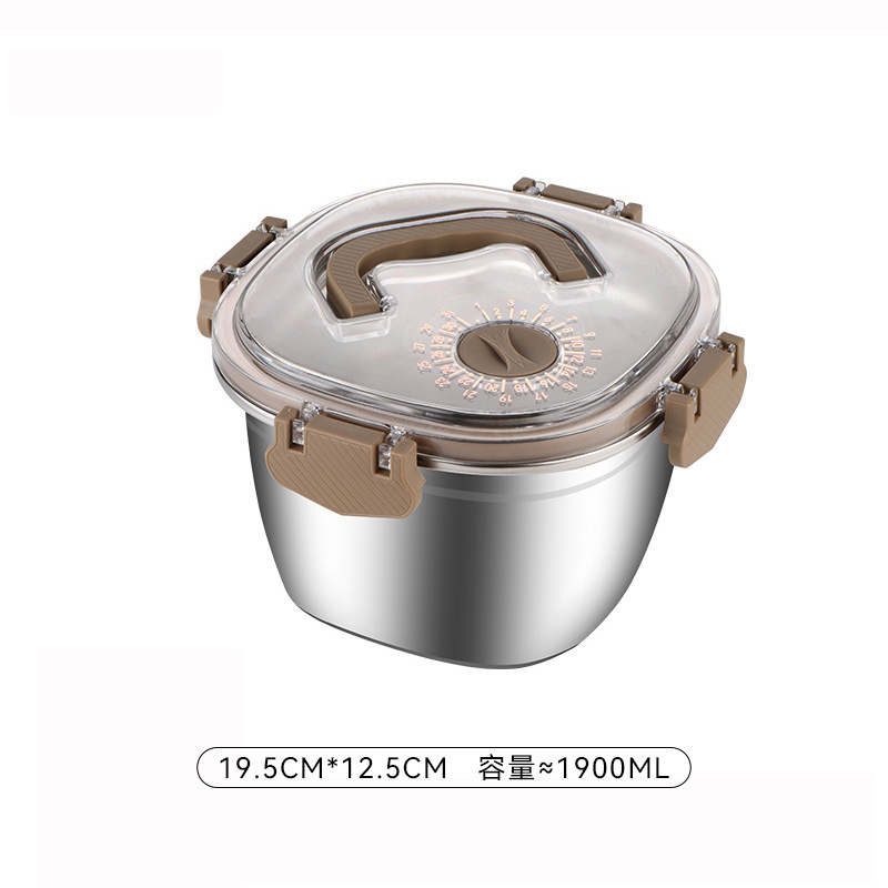 Caja de conservación fresca de acero inoxidable 304 con tapa, lonchera portátil para estudiantes de oficina de gran capacidad, caja de almacenamiento sellada para el hogar