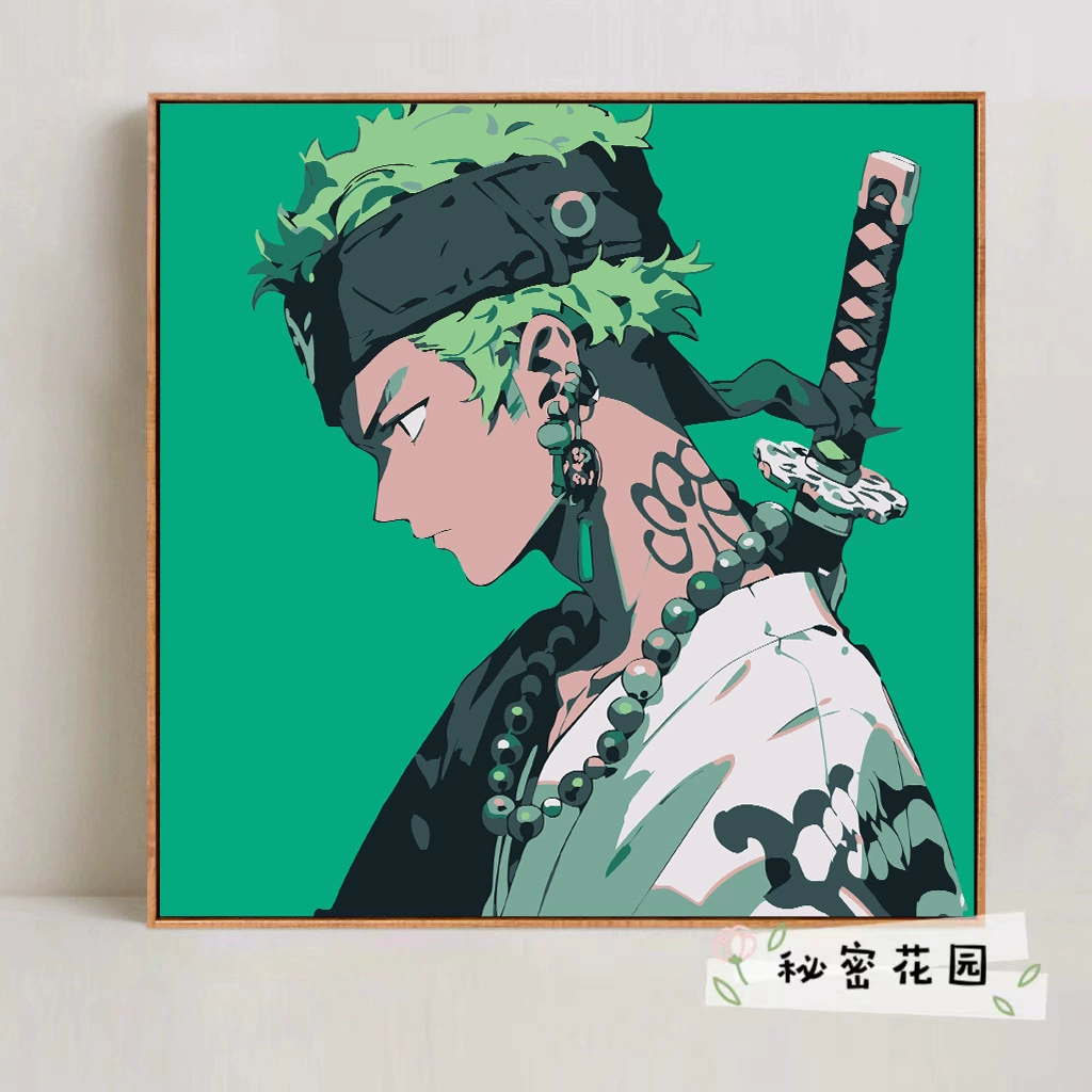 One Piece цифровая масляная живопись DIY раскраска, ручная роспись, Луффи Зоро, аниме-постер, ручная работа