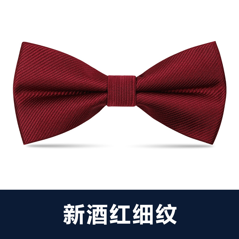 ↬↬↬새로운 버건디 잔줄무늬 보타이