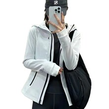 lulu秋冬季拉链开衫冲锋衣防水连帽瑜伽服显瘦运动夹克加绒外套女