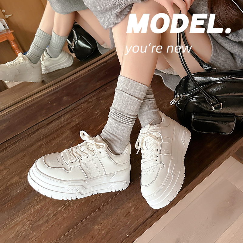 Mismo estilo que callme1m7~2025, nuevas zapatillas blancas de suela gruesa, zapatillas deportivas y casuales de moda para mujer