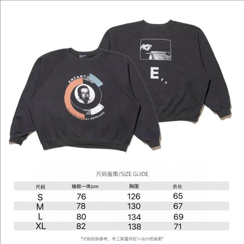 ERD忧郁的富二代高街潮牌人像印花宽松短款插肩袖男女款圆领卫衣|undefined