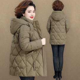 妈妈冬装棉服女中长款2025新款中老年棉衣秋冬季保暖棉袄外套