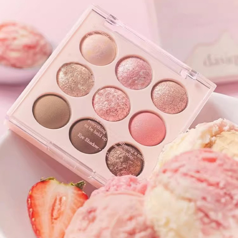 Kapel Ice Cream Sombra de ojos de nueve colores Lentejuelas brillo sombra de ojos de color tierra nacarado puré de papas femenino novato transfronterizo