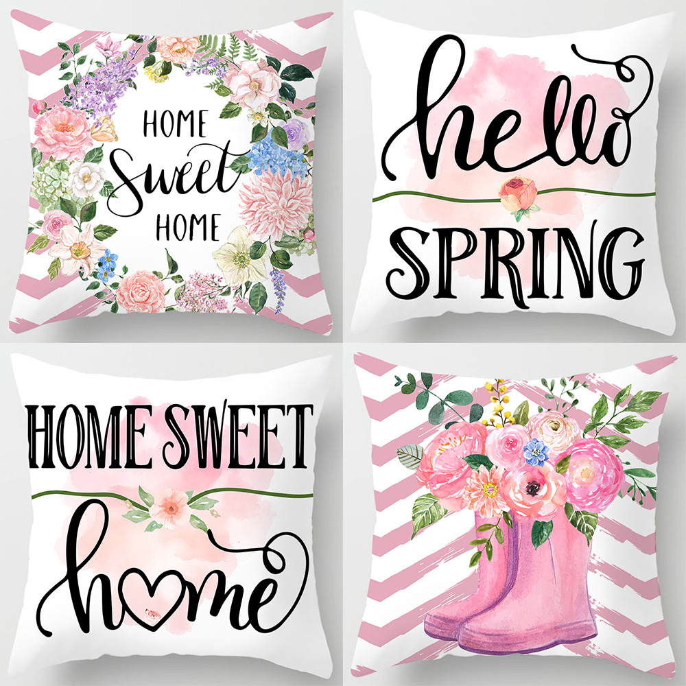 Sweet Simple Style Classic Style Letter Color Block Fibre Peach Skin Pillow Cases display picture 2