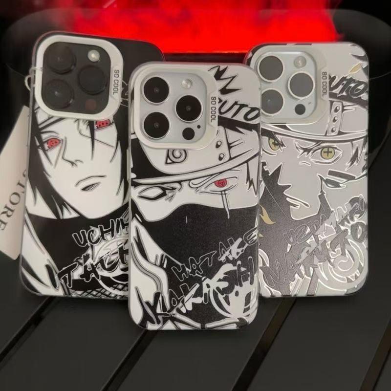 Naruto-Themed Phone Case Suitable for Apple 17 Pro, 16 Pro, Naruto 15, European and American Style 14 Pro, Colored Silver Imd 13, Hard 11