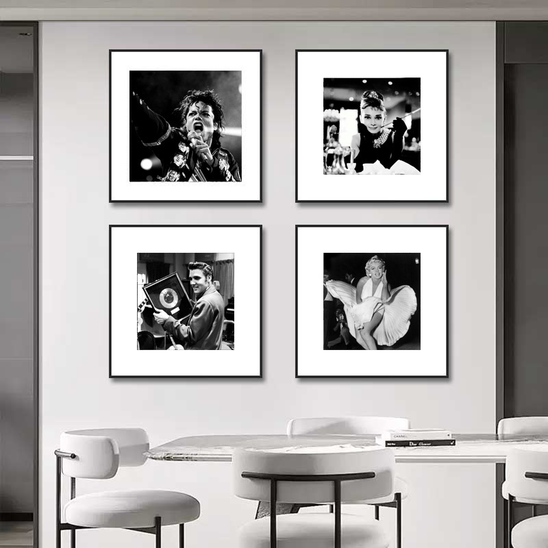 Black and White Photo Cardboard Decorative Painting Living Room Dining Room Mural Retro Jiugongge Combination Photography Retro Celebrity Hanging Painting Black and White Photo Cardboard Decorative Painting Living Room Dining Room Mural Retro Jiugongge Combination Photography Retro Celebrity Hanging Painting