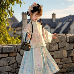 漢服の女の子の格格2025春秋の新型の子供の馬面の時代の宮廷のスーツの中国式の秋冬の金