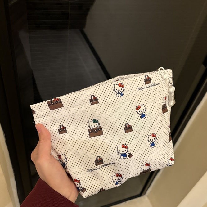 대용량 키티 화장품 가방, 휴대용 여행용 세면도구 가방, 여성용 실용적인 핸드백, 화장품