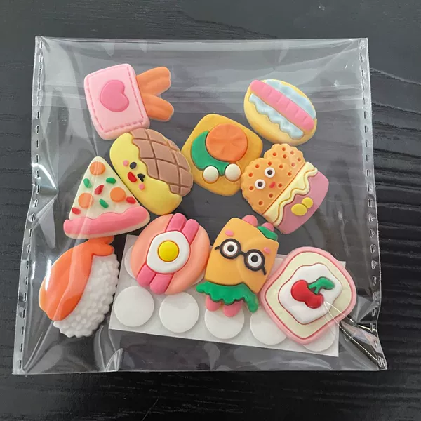 Food play from soft rubber, 10 pieces, 10 pieces, clips included
