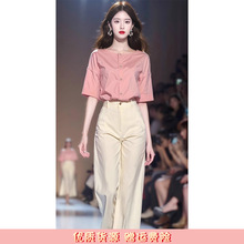 淑女气质穿搭盐系高级感韩系时尚清纯甜美通勤衬衫两件套装裤女夏