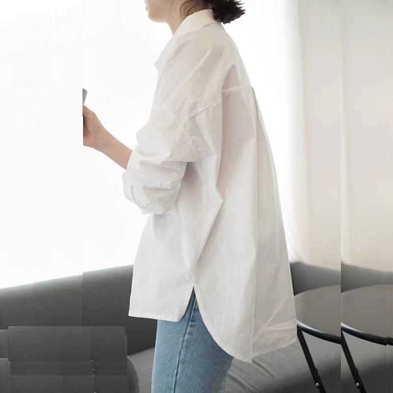 White Shirt for Women with a Unique Design, 2026 Spring and Autumn New Korean Style Loose Long-Sleeve Structured Boyfriend-Style Top