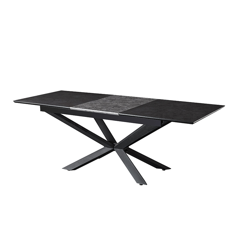 Exportación personalizada mesa de comedor de tabla de roca nórdica de lujo ligero hogar moderno soplado de arena pierna mesa MDF mesa de comedor