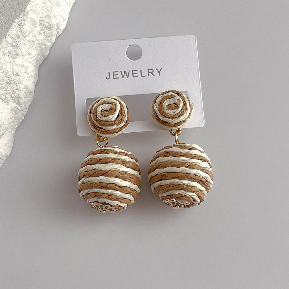 15g Weight Drop Earrings Classification 1 Pair Quantity Street Occasion raffia Material Geometric Pattern Women'S Gender Exaggerated Style 1 Pair Exaggerated Geometric Raffia Women's Drop Earrings 3