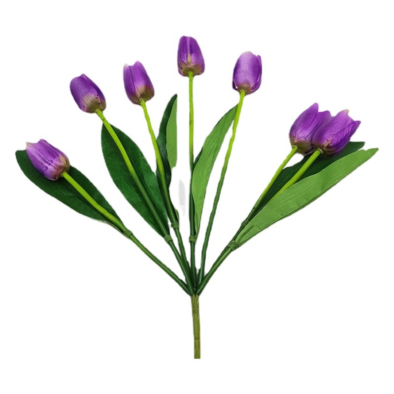 En stock al por mayor flor artificial 7 tulipán boda al aire libre paisaje ingeniería decoración flor falsa Comercio exterior ramo artificial