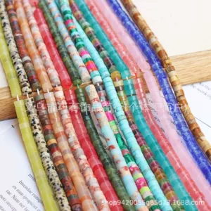 3*6mm Natural Agate Red Pattern Turquoise Right Angle Spacer Tiger Eye Spot Wheel Spacer Beads DIY Jewelry Accessories Wholesale