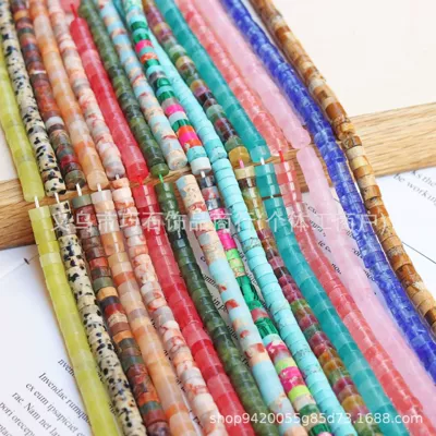 3*6mm Natural Agate Red Pattern Turquoise Right Angle Spacer Tiger Eye Spot Wheel Spacer Beads DIY Jewelry Accessories Wholesale