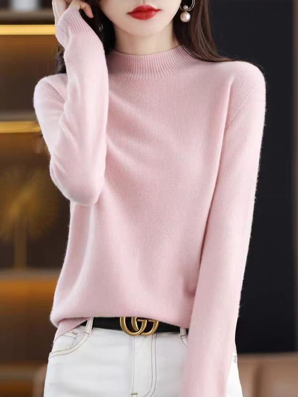 羊绒毛衣女2025年新款半高领打底衫女春秋冬内搭宽松针织衫上衣保|undefined