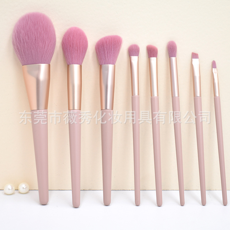 7 Unids 12 Unids nude Pink maquillaje cepillo conjunto suave principiante cepillo suelto rubor cepillo de sombra de ojos herramientas de belleza