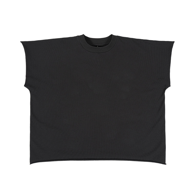 ETAI Hombre| Algodón de alta calidad boxy camiseta corta ancha marca de moda masculina pesada en un lado suelto estilo de color sólido manga corta