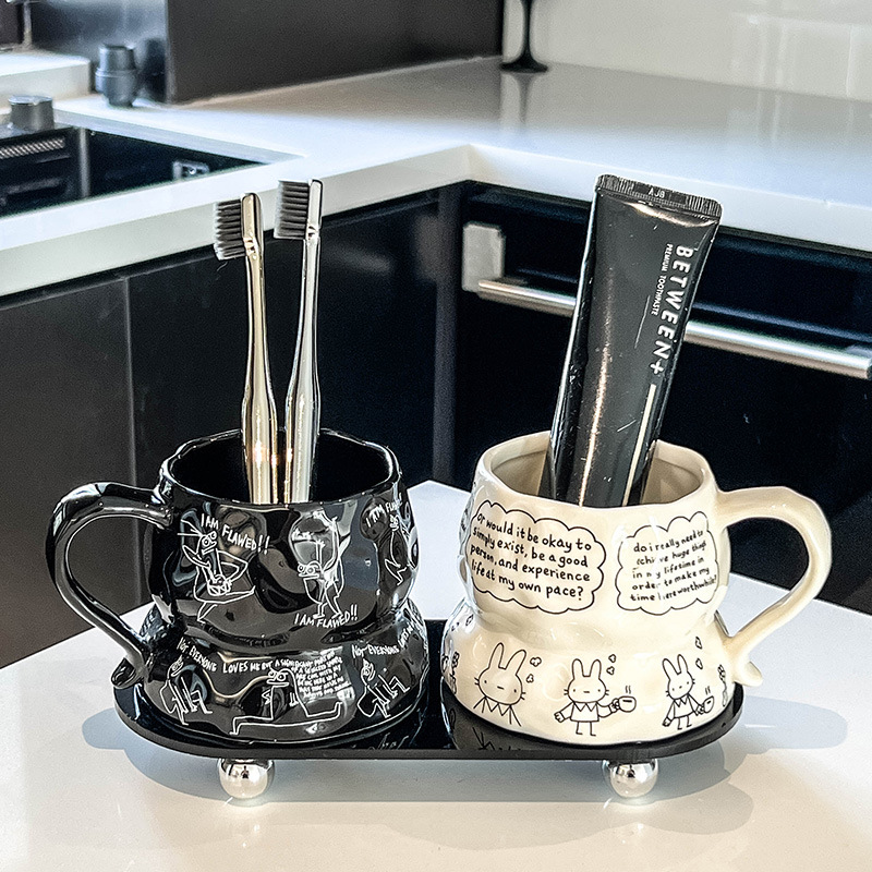 高顏值漱口杯情侶家用陶瓷刷牙杯子ins牙具牙刷杯牙缸洗漱杯套裝