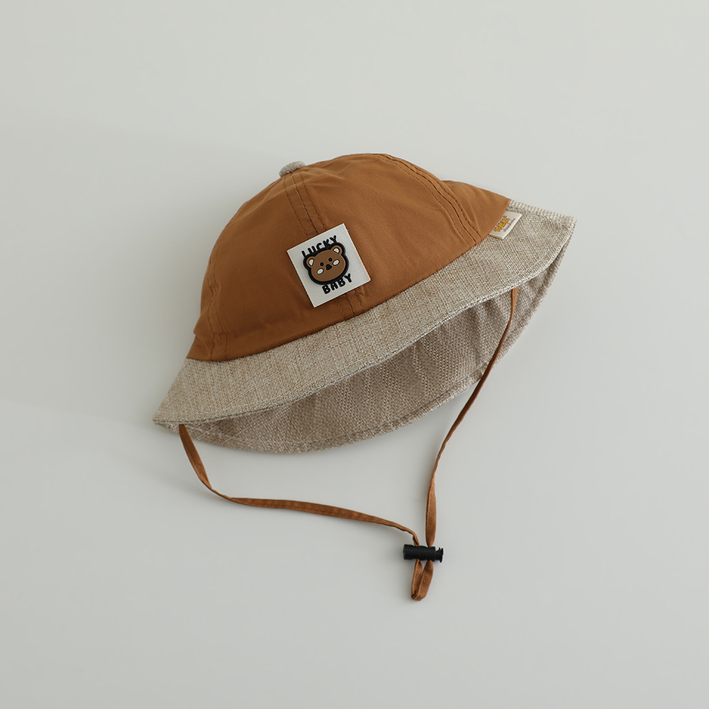 Sombrero de bebé primavera y otoño delgado sombrero de bebés para hombres y mujeres adorable gorro de brida grande sombrero de protección solar sombrero de pescador de marea