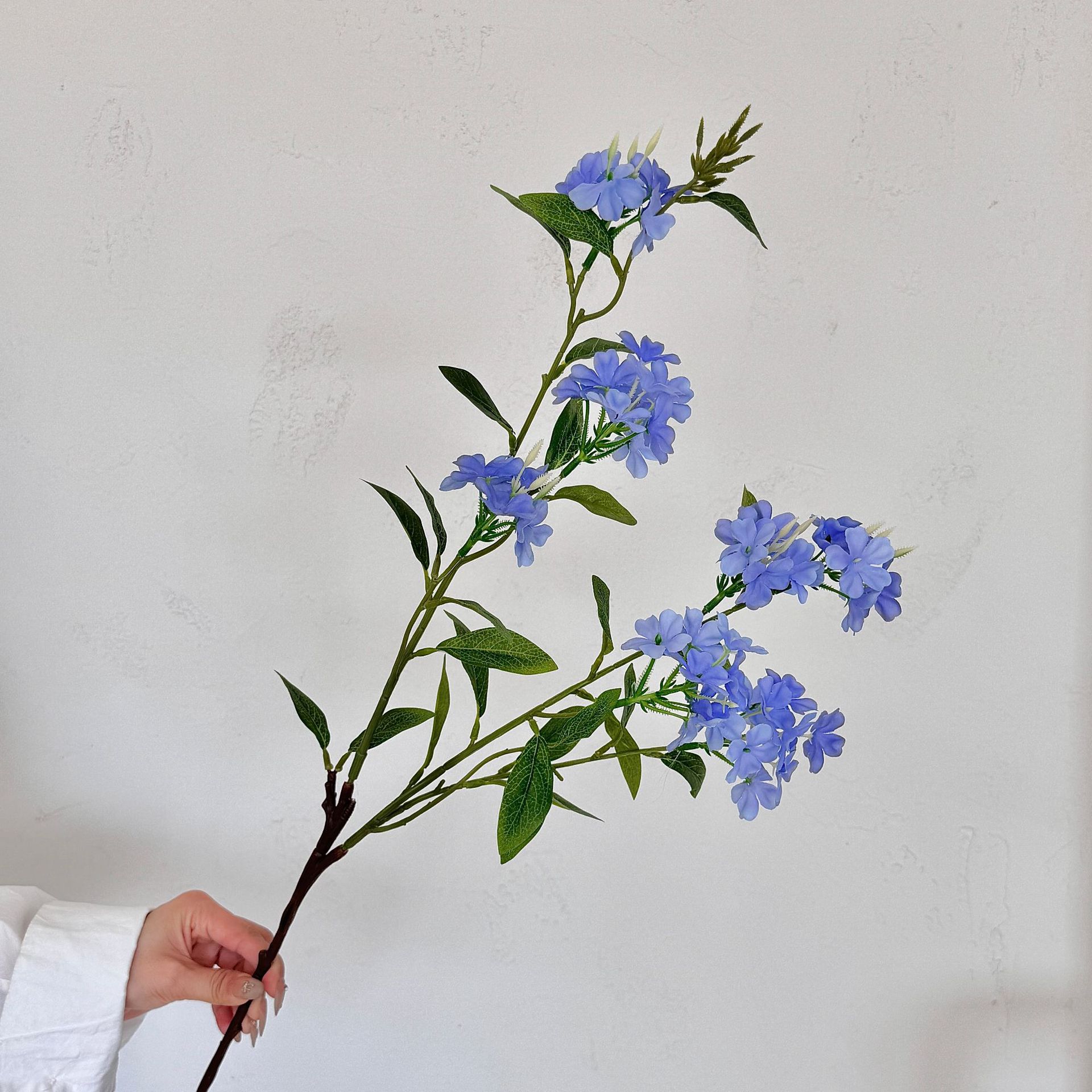 Advanced sense copo de nieve azul flor artificial flor falsa sala de estar decoración de mesa decoración de flores de hortensias de rama larga accesorios de fotografía