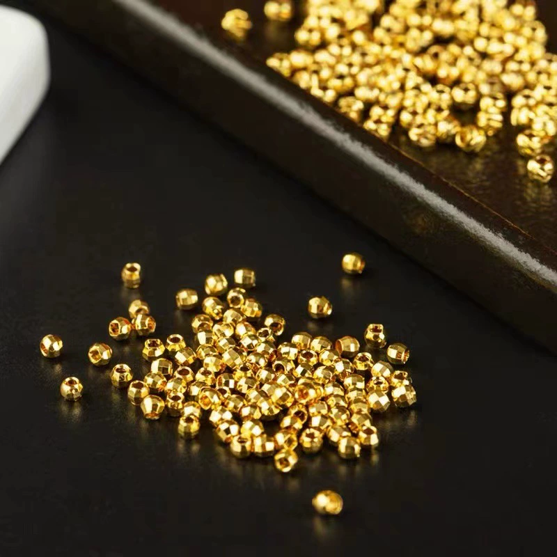18-каратные золотые прыгающие бусины из материала au750, цвет золото, лазерные бусины, аксессуары для DIY браслетов, разделительные бусины, водяные ракушки, оптовая продажа от производителя