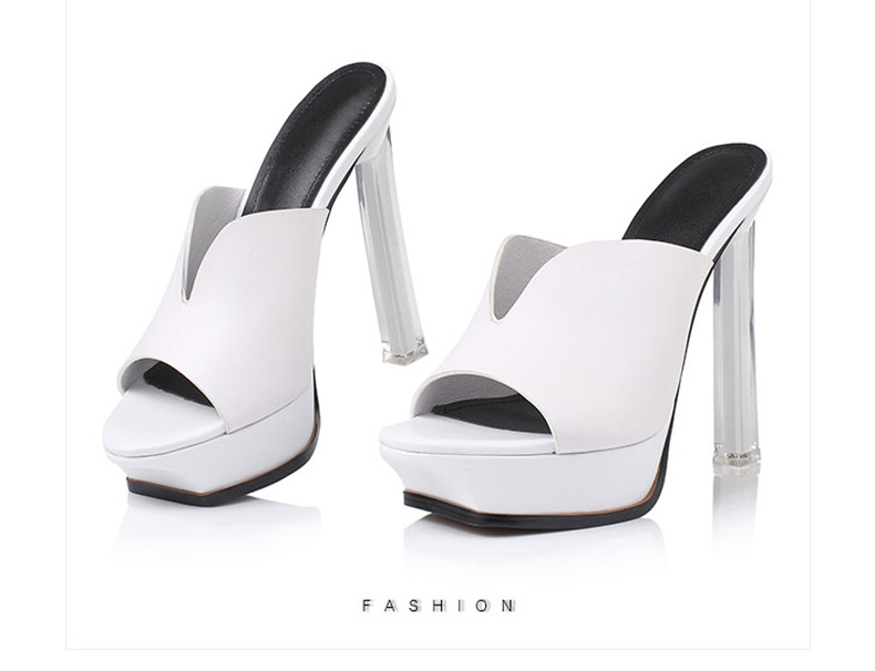 Sandal cao gót nữ hở mũi đế xuồng chống thấm, gót pha lê thời trang — Màu đen chi tiết 24
