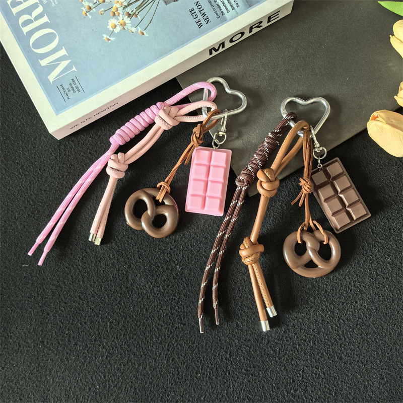 クロスボーダー miu アルカリ水パンインバッグペンダントベーグルチョコレート登山ロープキーホルダー装飾ペンダント|undefined