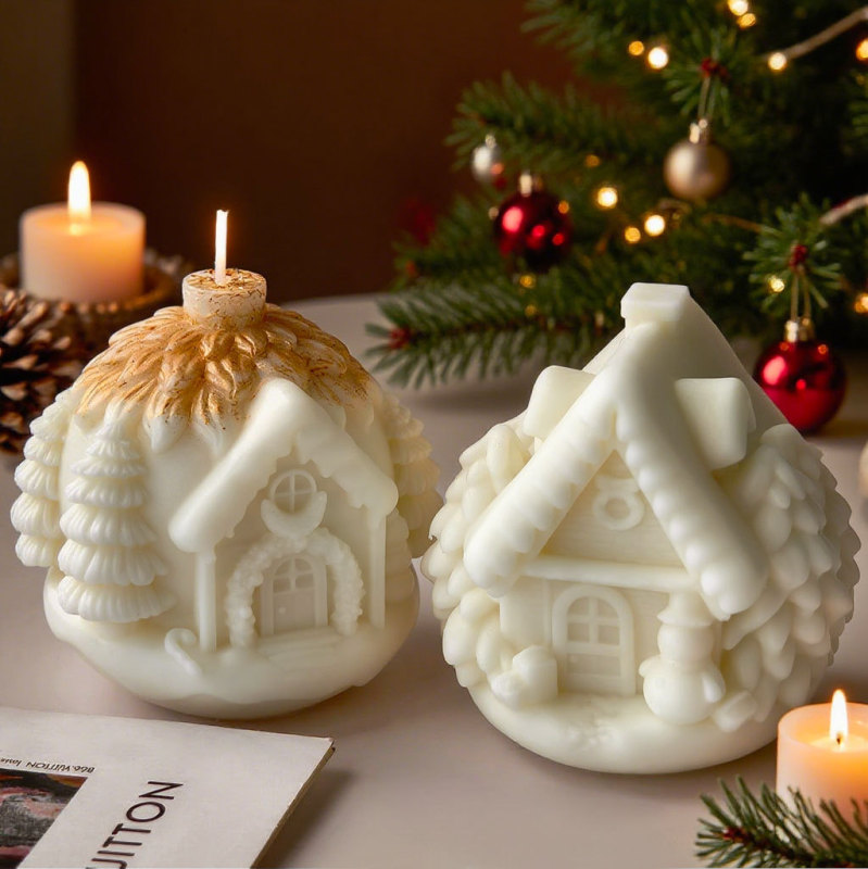 Jiahuimei クリスマスハウス香りキャンドルシリコーン型 diy クリスマスハウス形状石膏装飾品研削ツール|undefined