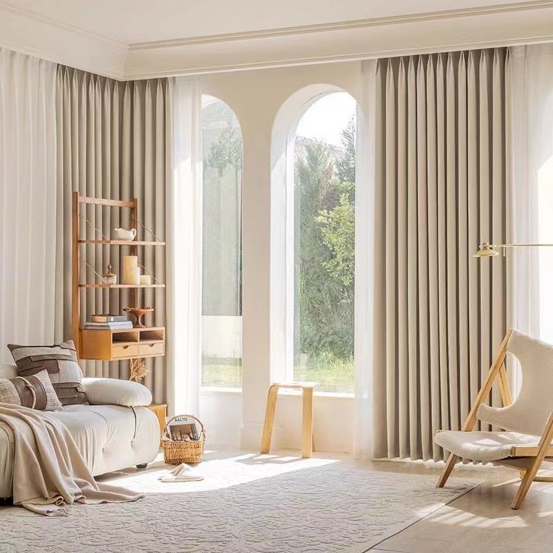 2024 nueva cortina de terciopelo cremada de Chenille opacificación matcha dormitorio sala de estar cortina opacificación balcón