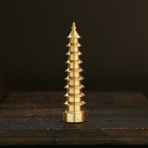 Brass Wenchang Pagoda Nine-story Pagoda Crafts Living Room Desk Decorative Ornaments Small Keychain Pendant