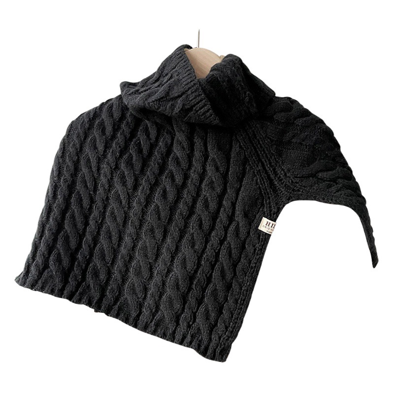 Otoño e Invierno estilo coreano color sólido giro caliente suéter bufanda de cuello alto split bufanda de punto exterior cabo chal bufanda