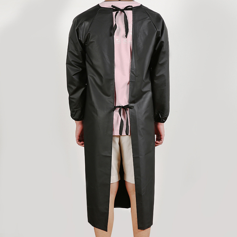 Ropa impermeable a prueba de agua y aceite protector de trabajo delantal compuesto de PVC negro resistente al desgaste de manga larga recubrimiento de tendón protector de ropa de trabajo