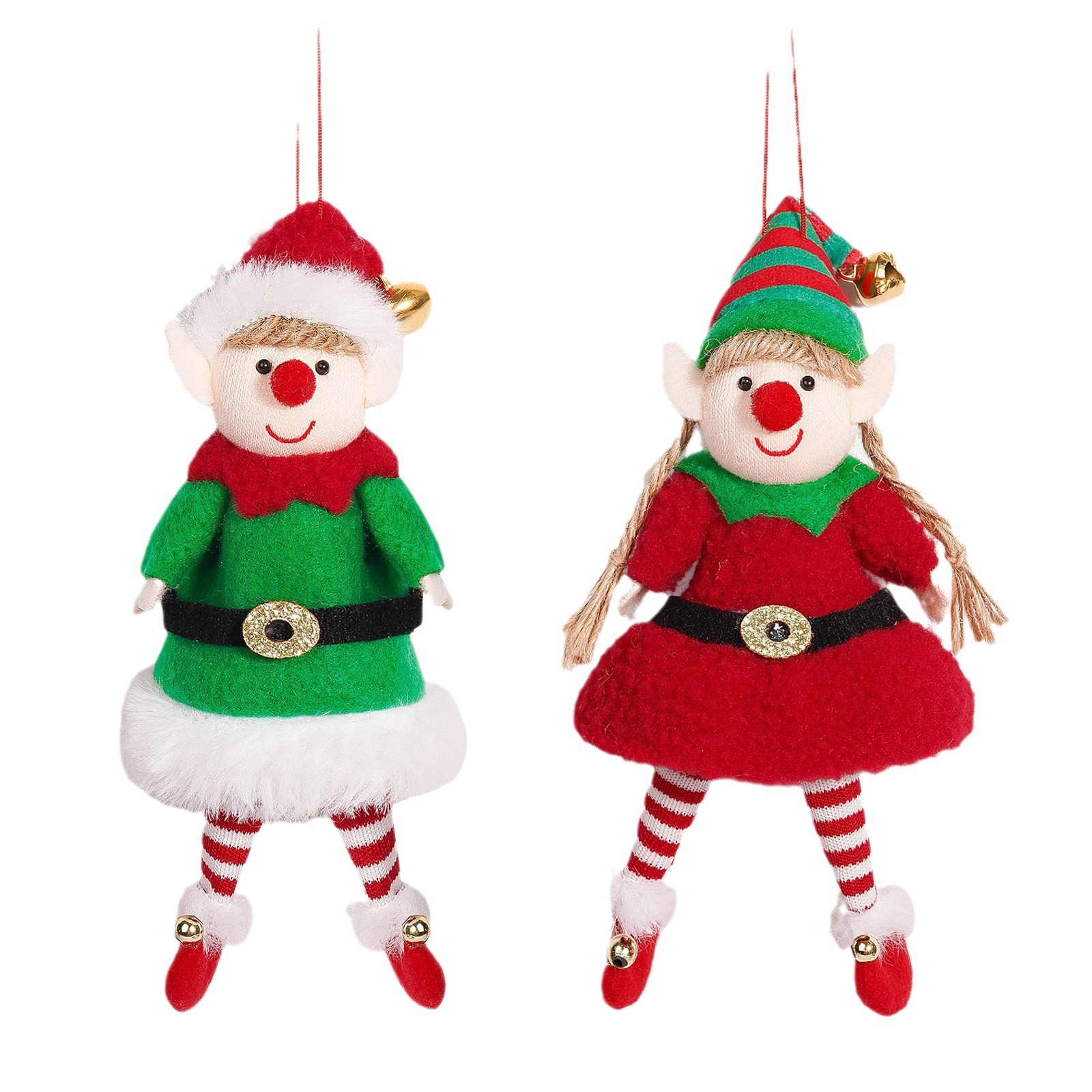Decoraciones de Navidad transfronterizas en encantadores elfos parejas muñecas colgantes de árbol de Navidad escenas de accesorios de vestir
