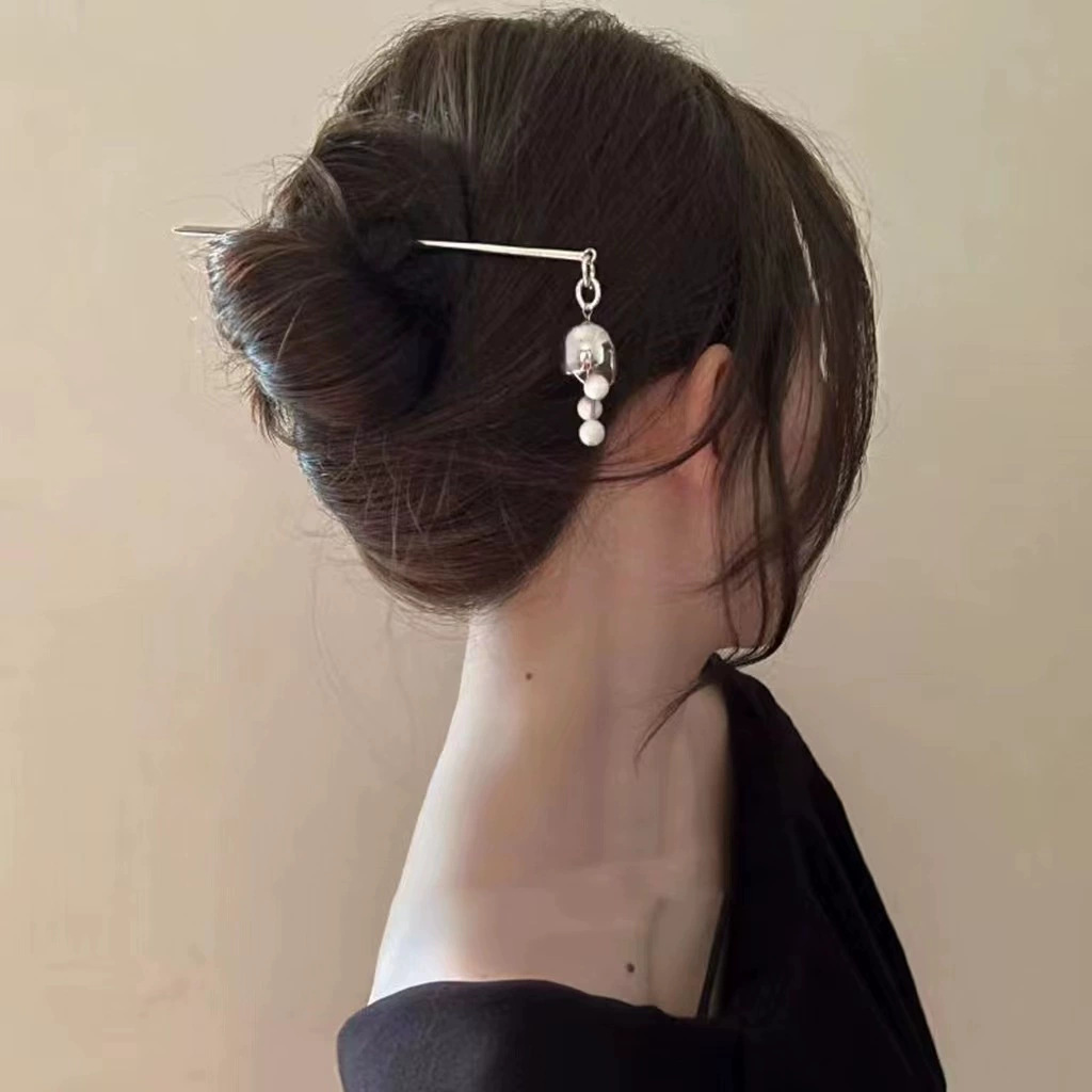 复古兰铃花吊坠发簪女小清新现代中式串珠发夹小众高级感设计簪子
