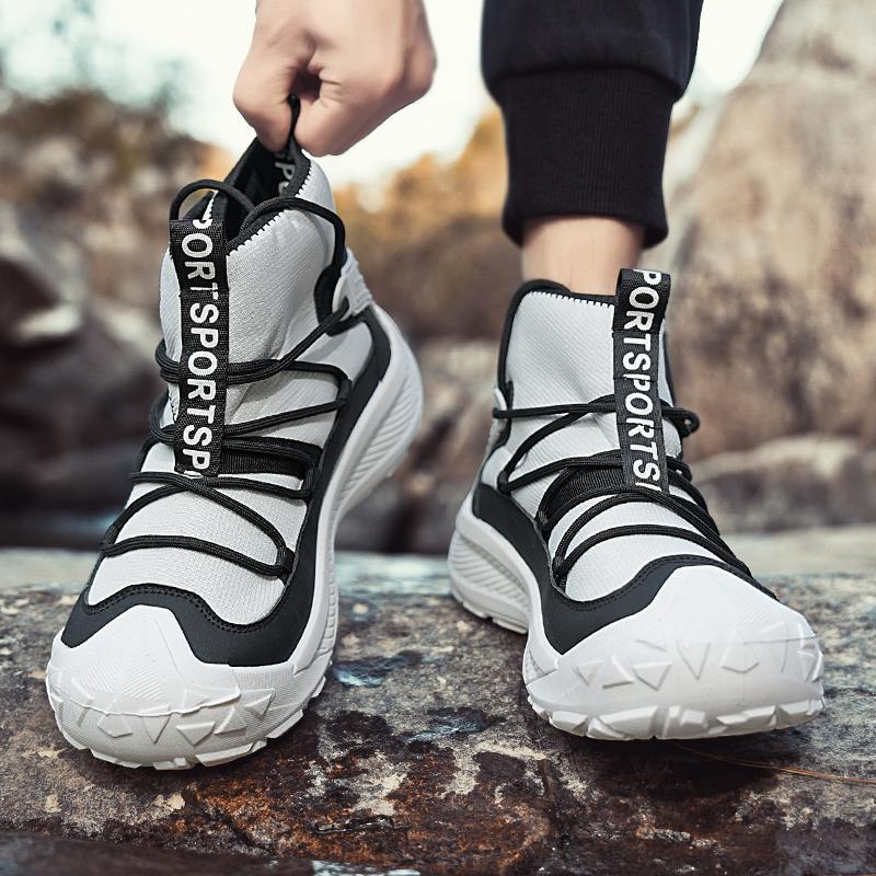 Zapatos de hombre respirantes antideslizantes al aire libre zapatos de pesca neumáticos suela desgaste de montaña zapatos de escalada de roca zapatos de trabajo de alto nivel