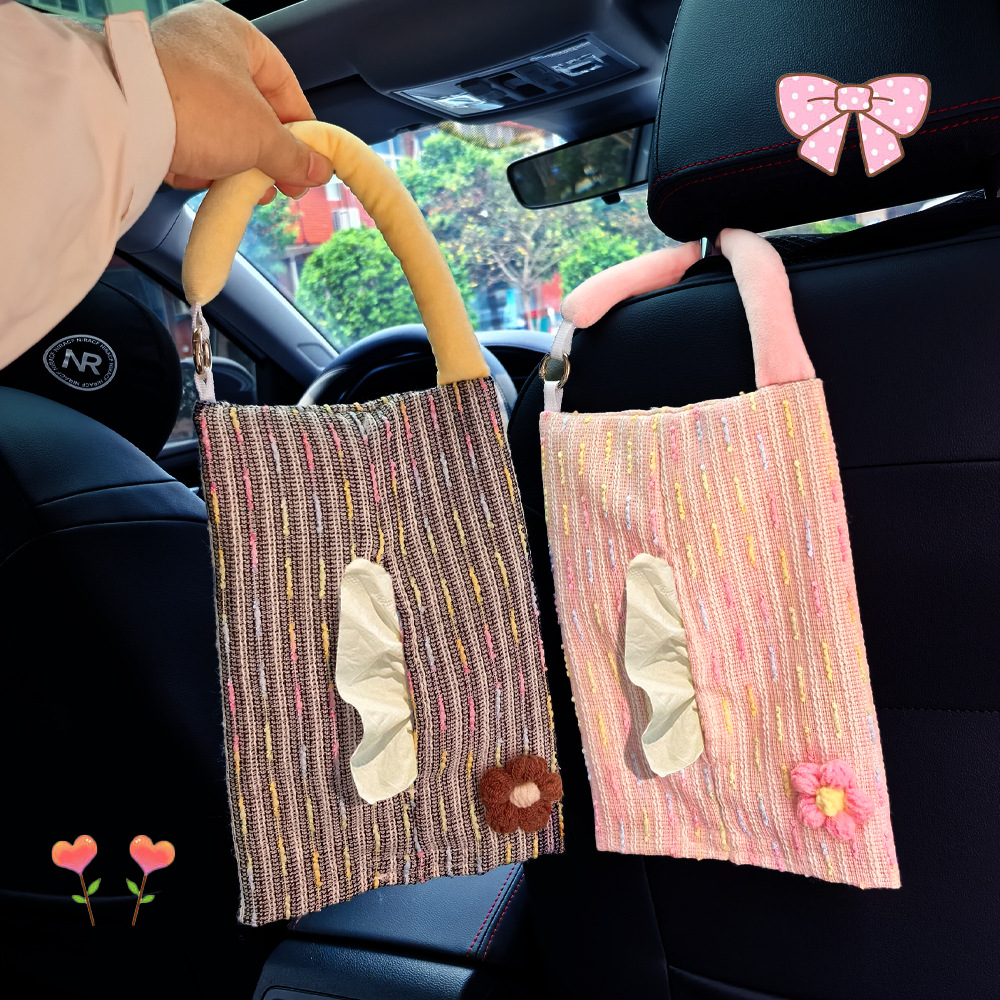 Creativa pequeña tela de viento fragante cargada servilletas caja de servilletas para automóviles colgantes caja de servilletas ajustable servilletas