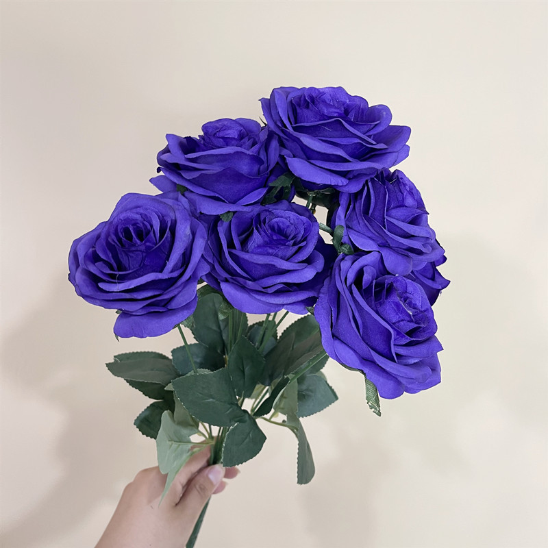 Artificial de 24 colores de la boda carretera flor 10 rosas artificial Flor de seda boda fondo rosa Decoración