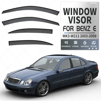 Rain shield — Benz E - standard-packing-without-logo-mercedes-benz-e-class-short-wheelbase-mk3-w211-2003-2008-acrylic-windshield-rain-guards-no-bright-trim