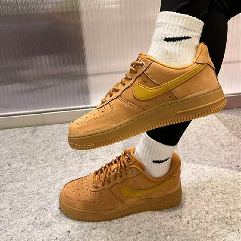 High Version Air Force One Wheat Color Men's and Women's Sneakers, Men's Shoes, Women's Shoes, Autumn and Winter Thick-Soled Retro Sneakers